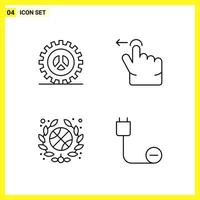 4 jeu d'icônes symboles de ligne simple signe de contour sur fond blanc pour la conception de sites Web applications mobiles et médias d'impression fond vectoriel d'icône noire créative