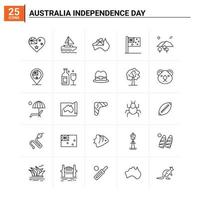 25 jeu d'icônes de la fête de l'indépendance de l'australie. fond de vecteur
