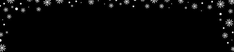 bannière de fond d'hiver noir avec des flocons de neige blancs vecteur