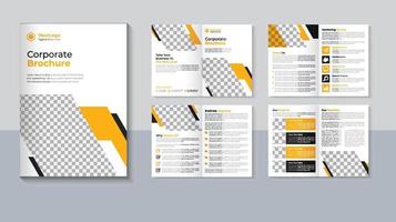 conception de brochure d'entreprise, modèle de brochure d'entreprise de 8 pages, conception de brochure créative, profil d'entreprise moderne, couleur jaune, image vectorielle pro vecteur