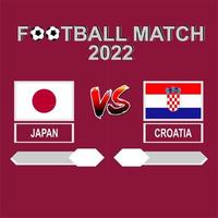 coupe de football japon vs croatie 2022 vecteur de fond de modèle rouge pour le calendrier ou le match de résultat tour de 16