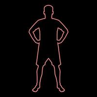 homme néon tenant la main sur la ceinture concept de confiance silhouette manager icône d'affaires illustration vectorielle de couleur rouge style plat d'image vecteur