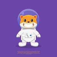 illustration d'icône vectorielle de dessin animé d'astronaute de sourire de chat mignon. style de bande dessinée design plat vecteur