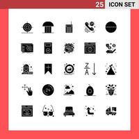 pictogramme ensemble de 25 glyphes solides simples de téléphone faq palais de justice client talkie éléments de conception vectoriels modifiables vecteur