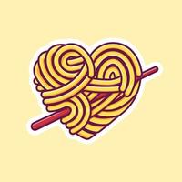 vecteur de dessin animé de nouilles d'amour avec des baguettes