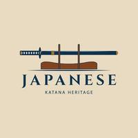 Conception d'illustration vectorielle vintage logo épée katana vecteur