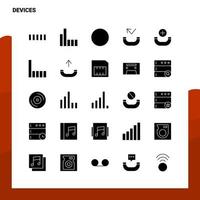 ensemble d'icônes de 25 appareils modèle d'illustration vectorielle d'icône de glyphe solide pour des idées web et mobiles pour une entreprise vecteur