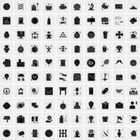 ensemble de 100 icônes de glyphes solides d'affaires vecteur