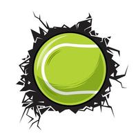 balle de tennis mur fissuré. logos ou icônes de conception graphique de club de tennis. illustration vectorielle. vecteur
