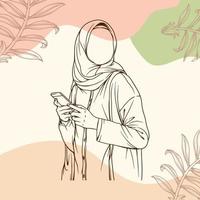 femme musulmane élégante et branchée en hijab mode illustration vectorielle dessin au trait isolé pour la mode boutique vecteur