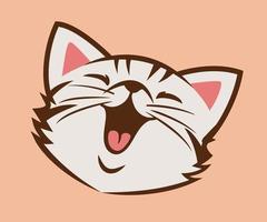 chaton visage dessin animé mignon vecteur de tirage