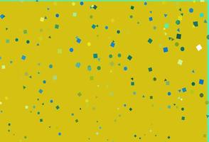 modèle vectoriel bleu clair et jaune avec cristaux, cercles, carrés.