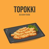 illustration vectorielle de topokki ou tteokbokki, gâteau de riz coréen. vecteur