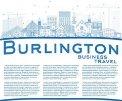 décrire les toits de la ville de burlington iowa avec des bâtiments bleus et un espace de copie. vecteur