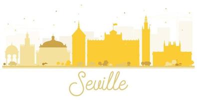 silhouette dorée des toits de la ville de séville. vecteur
