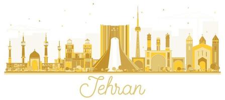 téhéran iran city skyline silhouette dorée. vecteur