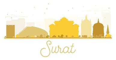 silhouette dorée sur les toits de la ville de surat. vecteur