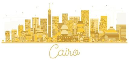 le caire egypte silhouette dorée sur les toits de la ville. illustration vectorielle. vecteur