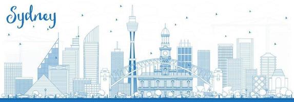 contours de sydney en australie avec des bâtiments bleus. vecteur