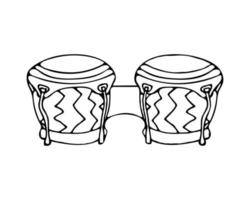 instrument de musique dessiné à la main, doodle bongo drums. isolé sur fond blanc vecteur