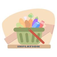 illustration de l'inflation. croissance de l'indice des prix à la consommation et concept de crise financière. illustration vectorielle. vecteur
