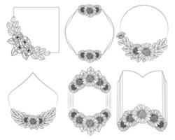 cadre de fleurs de conception de couronne avec des fleurs et des feuilles élégantes vecteur