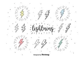 Doodle lightning icons vector
