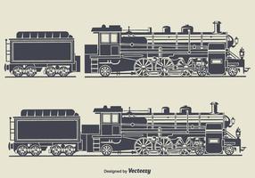 Retro Train Silhouette Illustration Vecteur