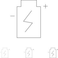 batterie éco écologie énergie environnement audacieux et mince jeu d'icônes de ligne noire vecteur