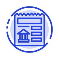 document de base ui banque icône de ligne en pointillé bleu vecteur