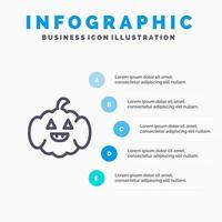 icône de ligne citrouille américaine usa avec fond d'infographie de présentation en 5 étapes vecteur