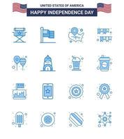16 panneaux bleus pour la fête de l'indépendance des états-unis guirlande de décoration états-unis jour américain wisconsin éléments de conception vectoriels modifiables de la journée des états-unis vecteur