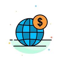 dollar global business globe international abstrait plat couleur icône modèle vecteur