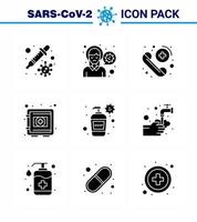 virus corona maladie 9 glyphe solide pack d'icônes noires sucer comme securitybox protection virus infection soins médicaux coronavirus viral 2019nov maladie vecteur éléments de conception