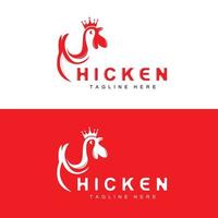 création de logo de barbecue de poulet grillé, vecteur de tête de poulet, marque de l'entreprise