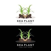 logo d'algues, conception vectorielle de plantes marines, épicerie et protection de la nature vecteur