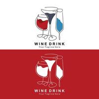 création de logo de vin de boisson, illustration de verre, bouteille de boisson alcoolisée, vecteur de produit d'entreprise