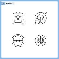 groupe de 4 couleurs plates modernes remplies pour sac armée hôtel usine militaire éléments de conception vectoriels modifiables vecteur