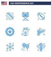 usa joyeux jour de l'indépendancepictogramme ensemble de 9 bleus simples de frites usa boule signe verre modifiable usa jour vecteur éléments de conception