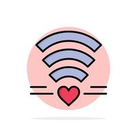 wifi amour mariage coeur abstrait cercle fond plat couleur icône vecteur