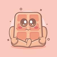 mascotte de personnage de nourriture gaufre belge drôle avec une expression triste dessin animé isolé dans un style plat vecteur