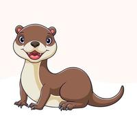 dessin animé mignon petite loutre sur fond blanc vecteur