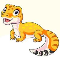 dessin animé mignon petit gecko sur fond blanc vecteur
