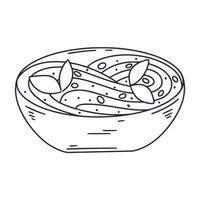 nouilles aux oeufs avec illustration de doodle verts vecteur