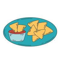 apéritif mexicain nachos avec sauce clip art vecteur