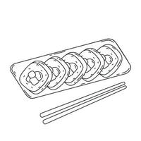 plat populaire cuisine coréenne kimbap doodle illustration vecteur