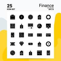 25 jeu d'icônes de finances 100 eps modifiables 10 fichiers idées de concept de logo d'entreprise conception d'icône de glyphe solide vecteur