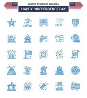 fête de l'indépendance des états-unis ensemble bleu de 25 pictogrammes américains de hot-dog américain amérique corn dog day modifiable usa day vector design elements
