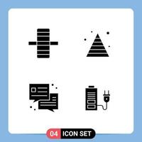 symboles d'icônes universelles groupe de 4 glyphes solides modernes d'éléments de conception vectoriels modifiables de batterie de pyramide d'entreprise de bureau de bord vecteur