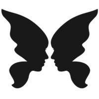 deux ailes de papillon avec des visages féminins. illustration vectorielle vecteur